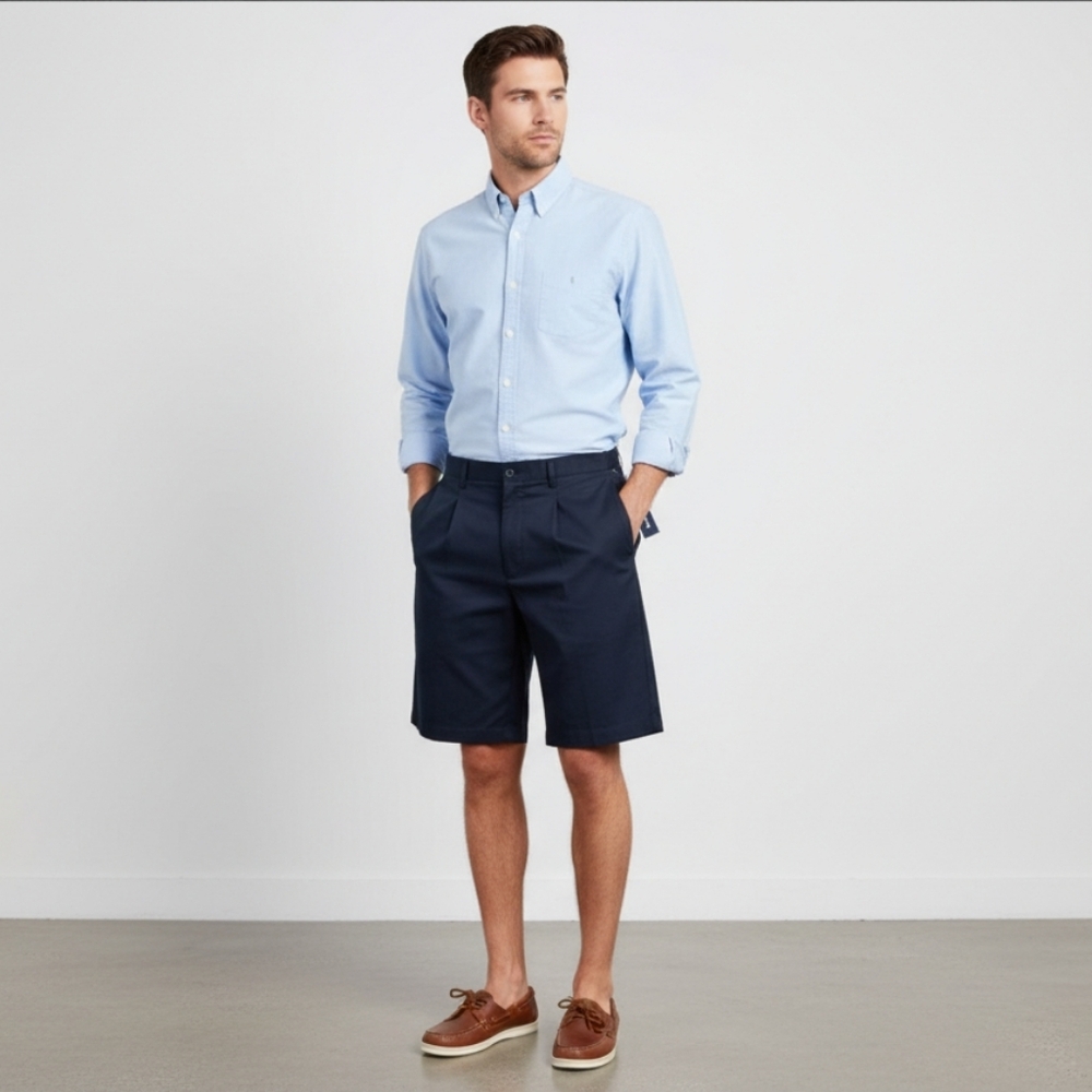 NWT! Men's Chaps Golf Shorts - Navy Blue - 36" W x 8.5" Inseam - Pleated Front
